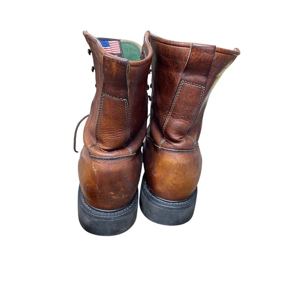 Justin Workboot mens brown leather mid calf work boots Sz 9.5B SKU 9769 - Picture 14 of 16